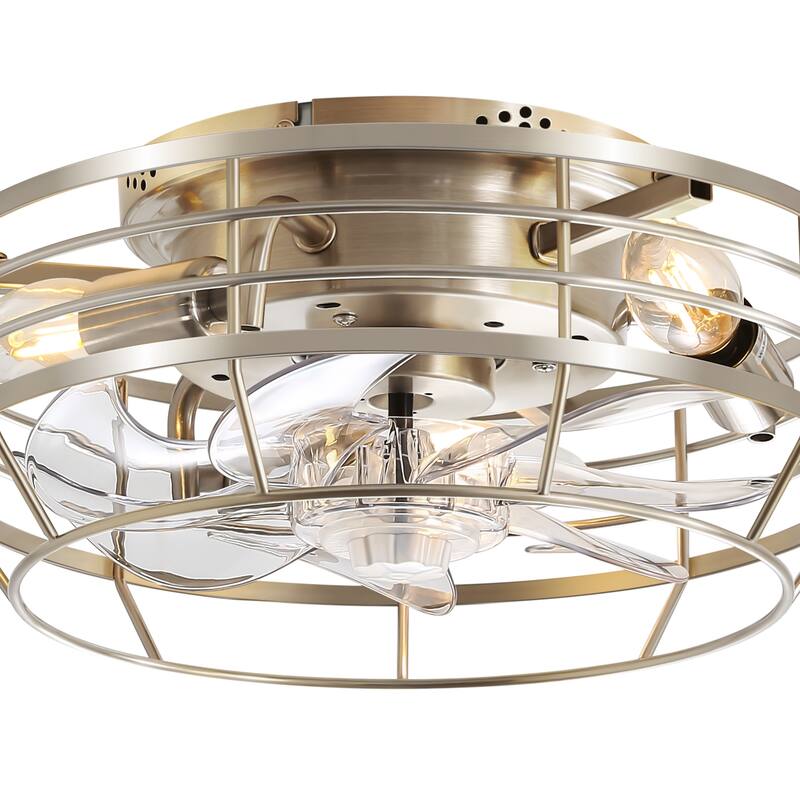 12" Low Profile Enclosed Cage Ceiling Fan with Light and Remote