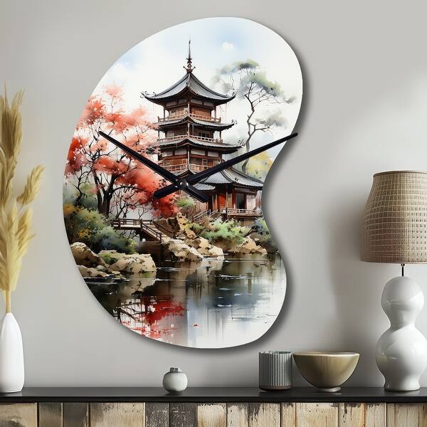 Designart - Asian Art Serene Pagoda IV - Asian Art Wall Clocks in ...