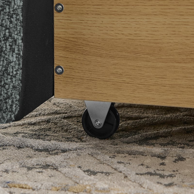 Upholstered Bed Frame with Tall Curved Headboard and Storage Drawers, Modern Minimalist Platform Bed No Box Spring