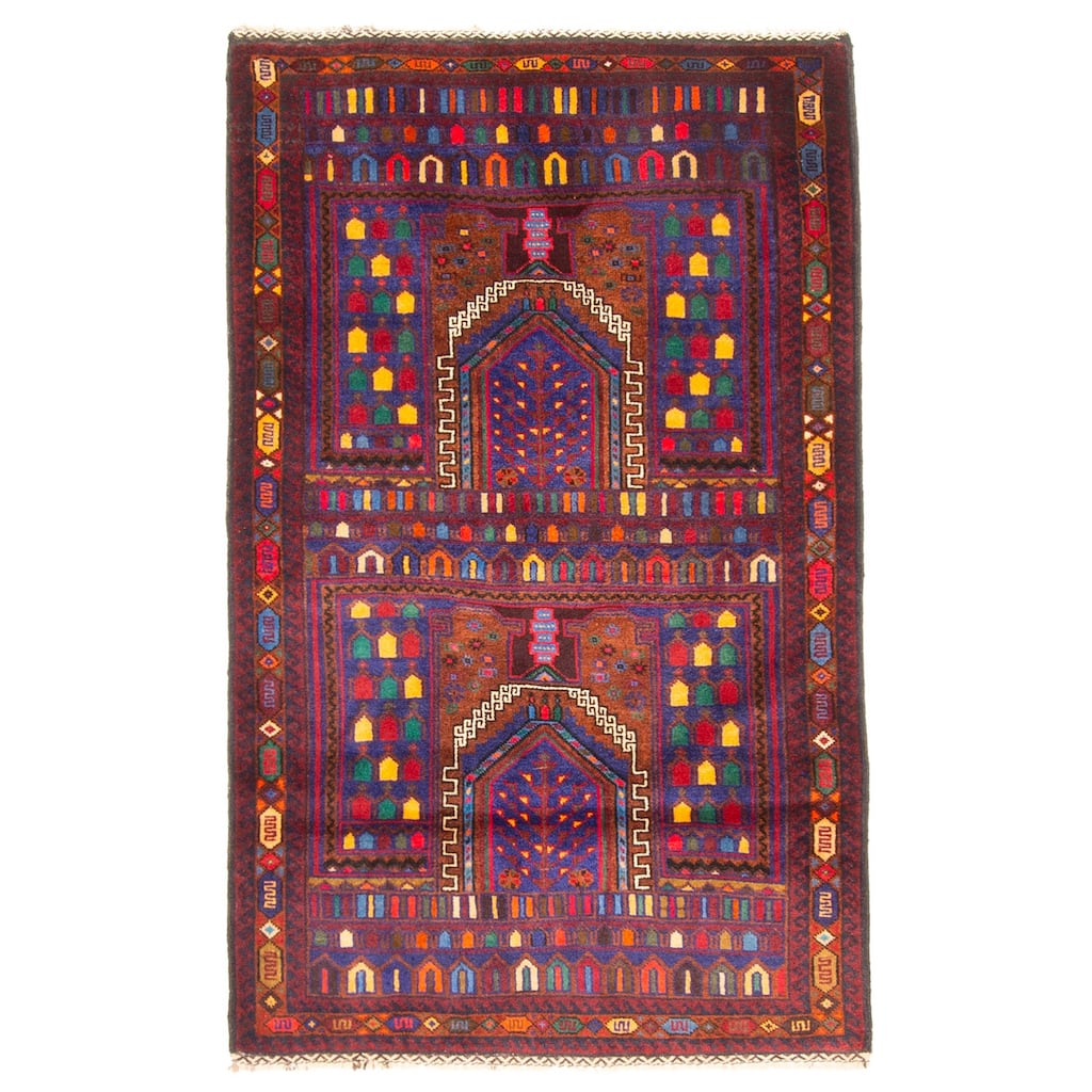 ECARPETGALLERY Hand-knotted Teimani Navy Wool Rug - 2'10 x 4'9