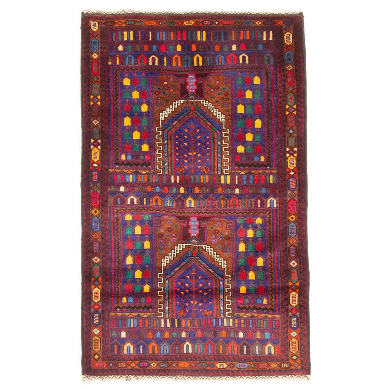 ECARPETGALLERY Hand-knotted Teimani Navy Wool Rug - 2'10 x 4'9