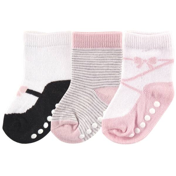 slide 1 of 1, Luvable Friends Baby Girl Socks Set, Pink Black Shoes Pink Black Shoes - 0-6 Months