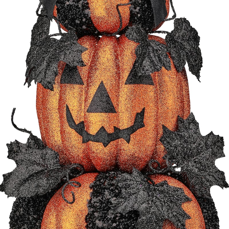 16" Glitter Pumpkin Stack