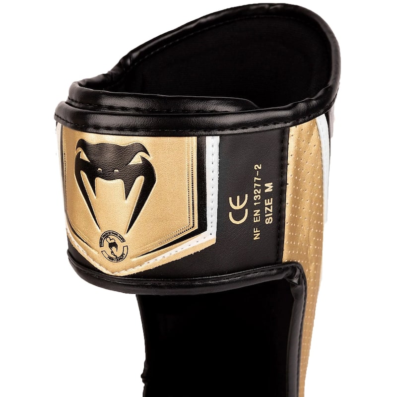 Venum Elite Evo Protective Shin Instep Guards - White/Gold