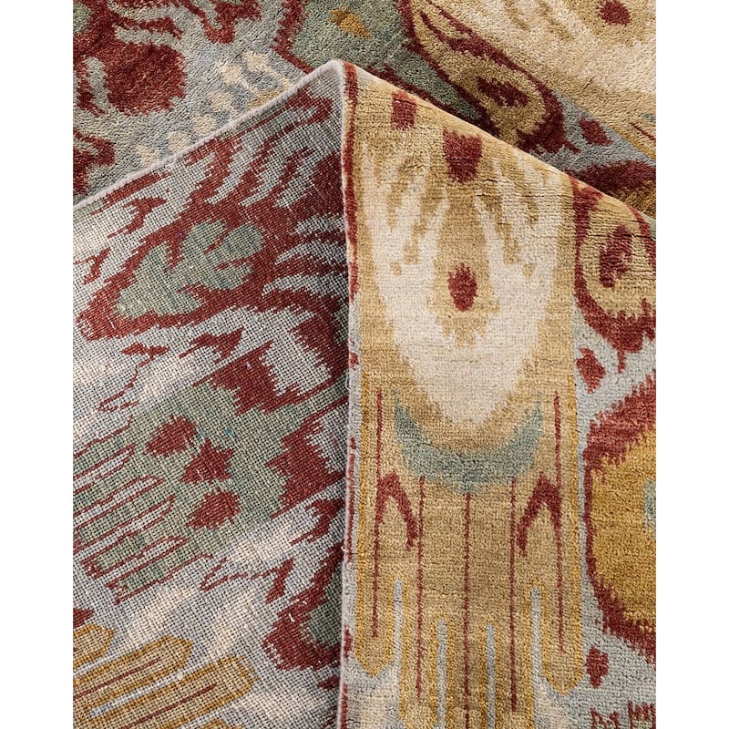 Ikat One-of-a-Kind Hand-Knotted Area Rug, Yellow - 8' 2" x 9' 10"