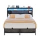preview thumbnail 23 of 75, Bed Frame with Charging Station and RGB LED Lights, Sturdy Platform Bed with Storage Headboard,