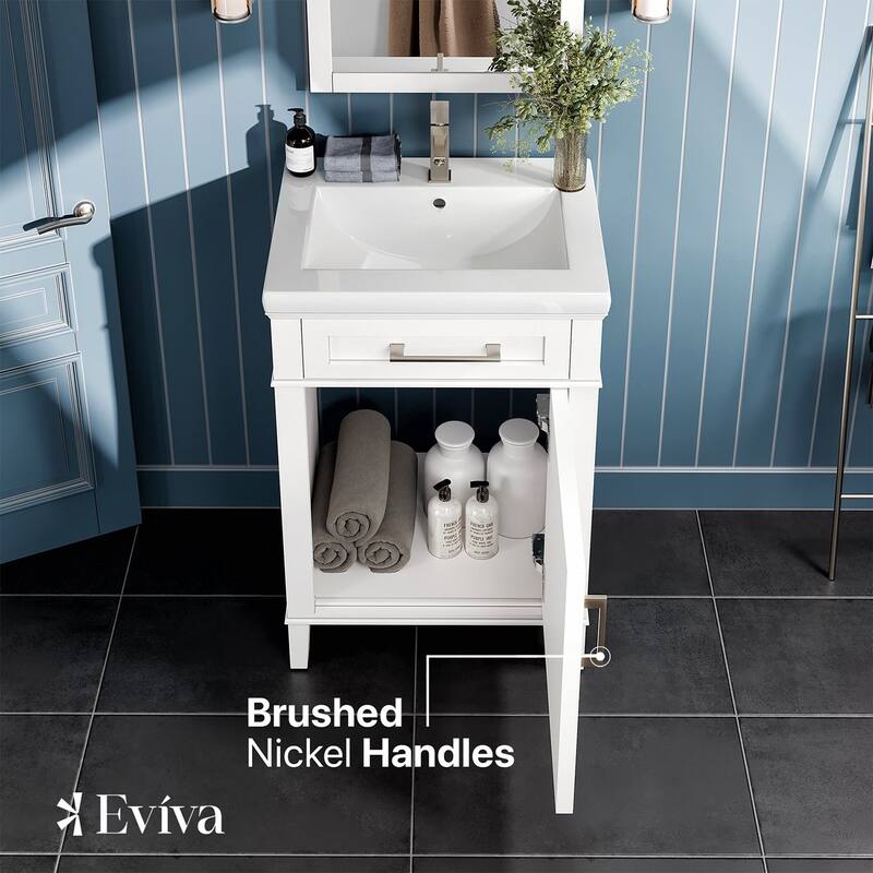 Eviva Garci 24" White Bath Vanity with Porcelain Top & Integrated Sink