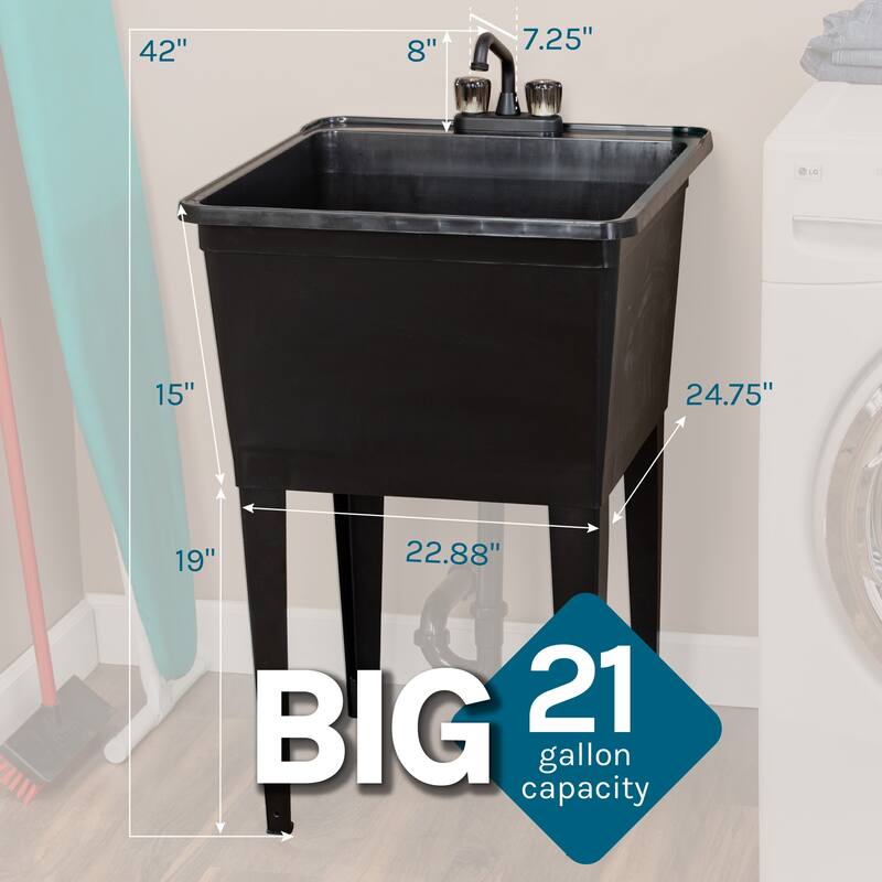 TEHILA 21-Gallon Utility Sink 22.88 in. W with 2-Knob Faucet