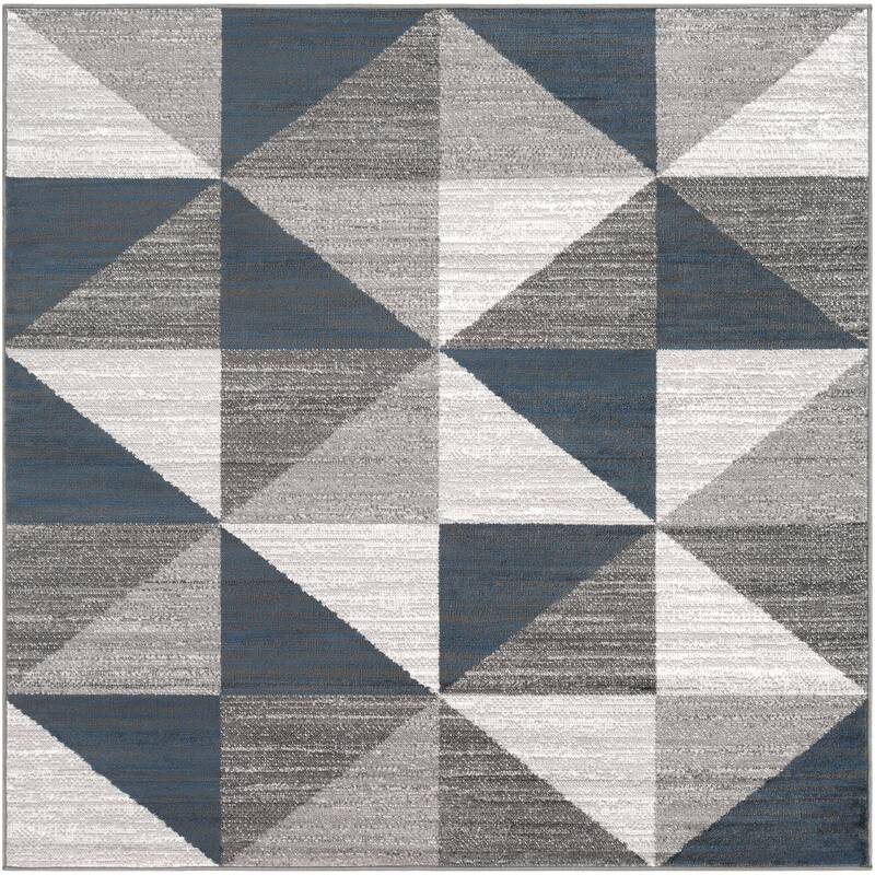 Livabliss Monte Carlo Mid-Century Modern Geometric Area Rug - Sky Blue - 6'7" x 6'7" Square