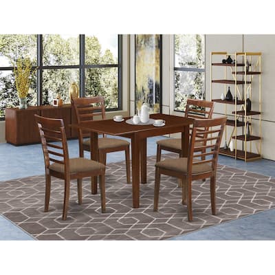 5-Piece Mahogany Finish Solid Wood Top - Dining Room Set - Seats 4