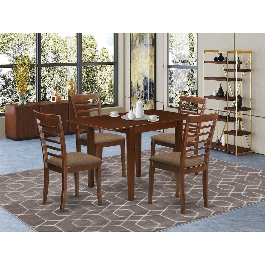 5-Piece Mahogany Finish Solid Wood Top - Dining Room Set - Seats 4