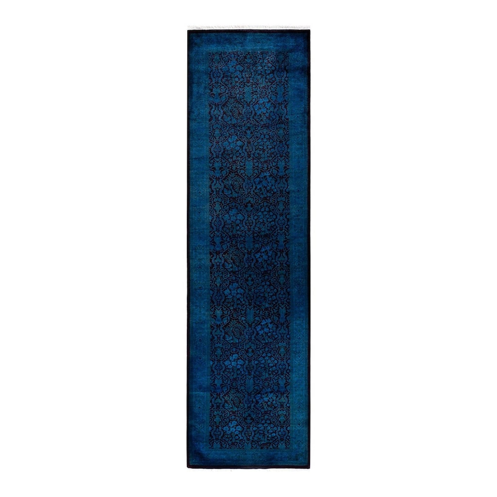 Fine Vibrance, One-of-a-Kind Hand-Knotted Area Rug - Blue, 2' 5" x 9' 10" - 2' 5" x 9' 10"