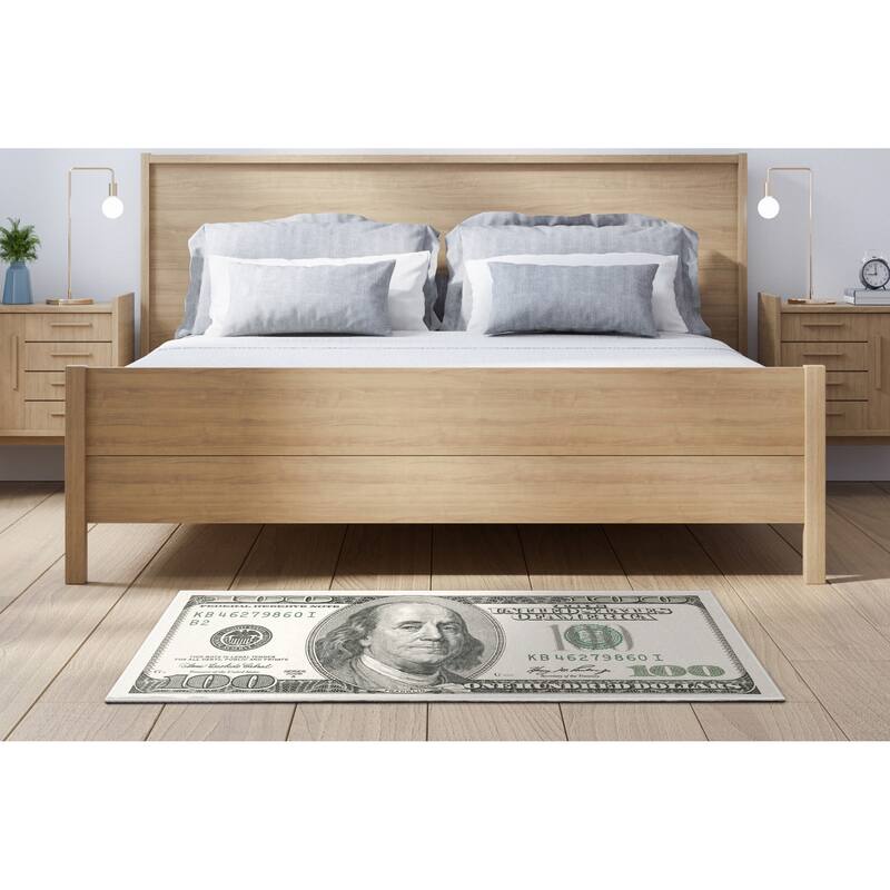 Well Woven Money Dollar Front 2006A Modern Machine Washable Area Rug