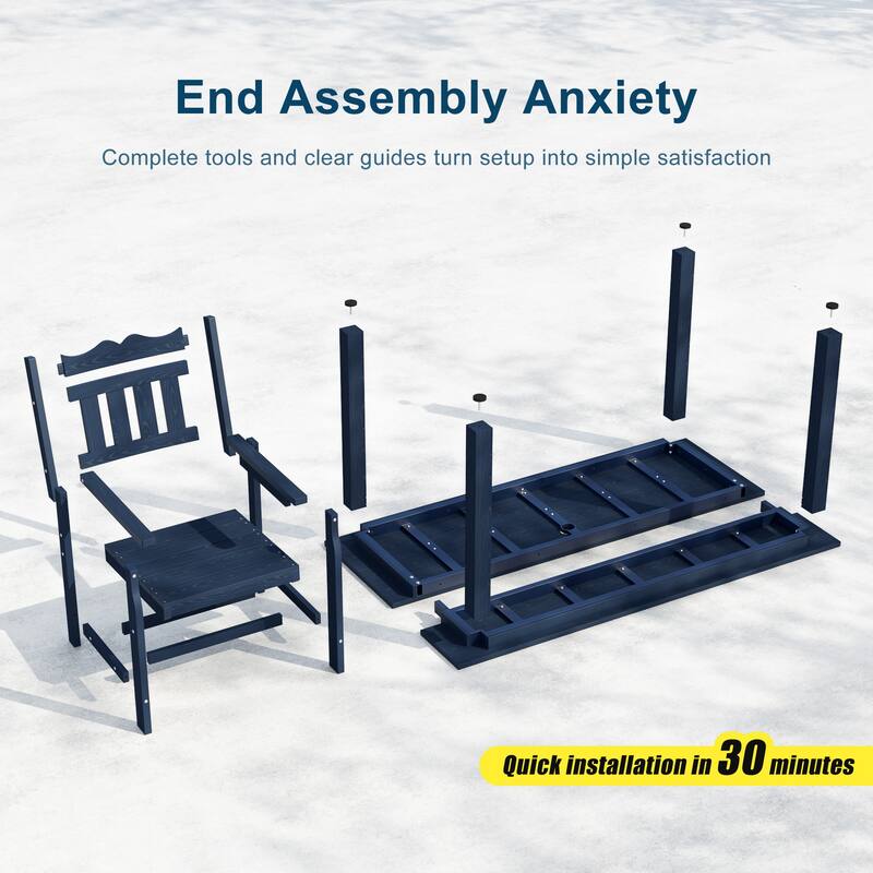 HIPS Outdoor Dining Set, Ergonomic Patio Chairs and Table(Set of 7)