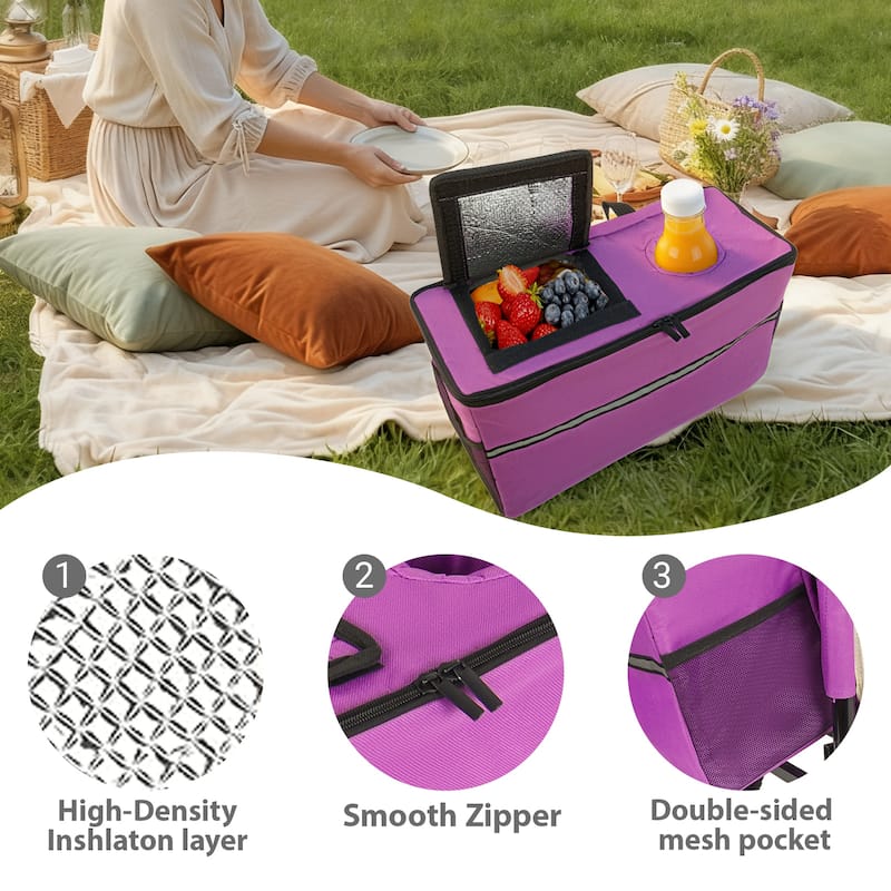 3-in-1 Folding Wagon Cart with Bench Seat & Storage, patent protection- Includes 1 ice pack, 500lbs Heavy-Duty