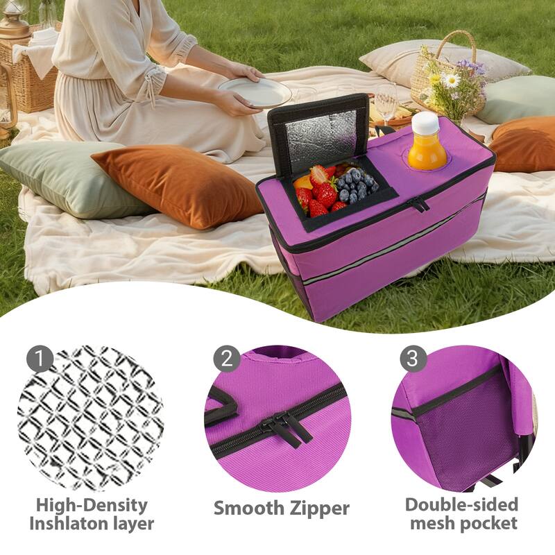 3-in-1 Folding Wagon with Bench Seat & Storage - 500lb Heavy-Duty, 180L Capacity with Ice Pack