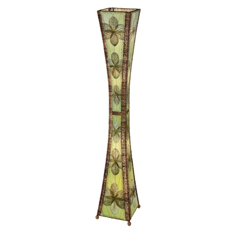 Eangee Handmade Hourglass Giant Floor Lamp, Jackfruit Leaves Shade, 13 x 13 x 72 in.