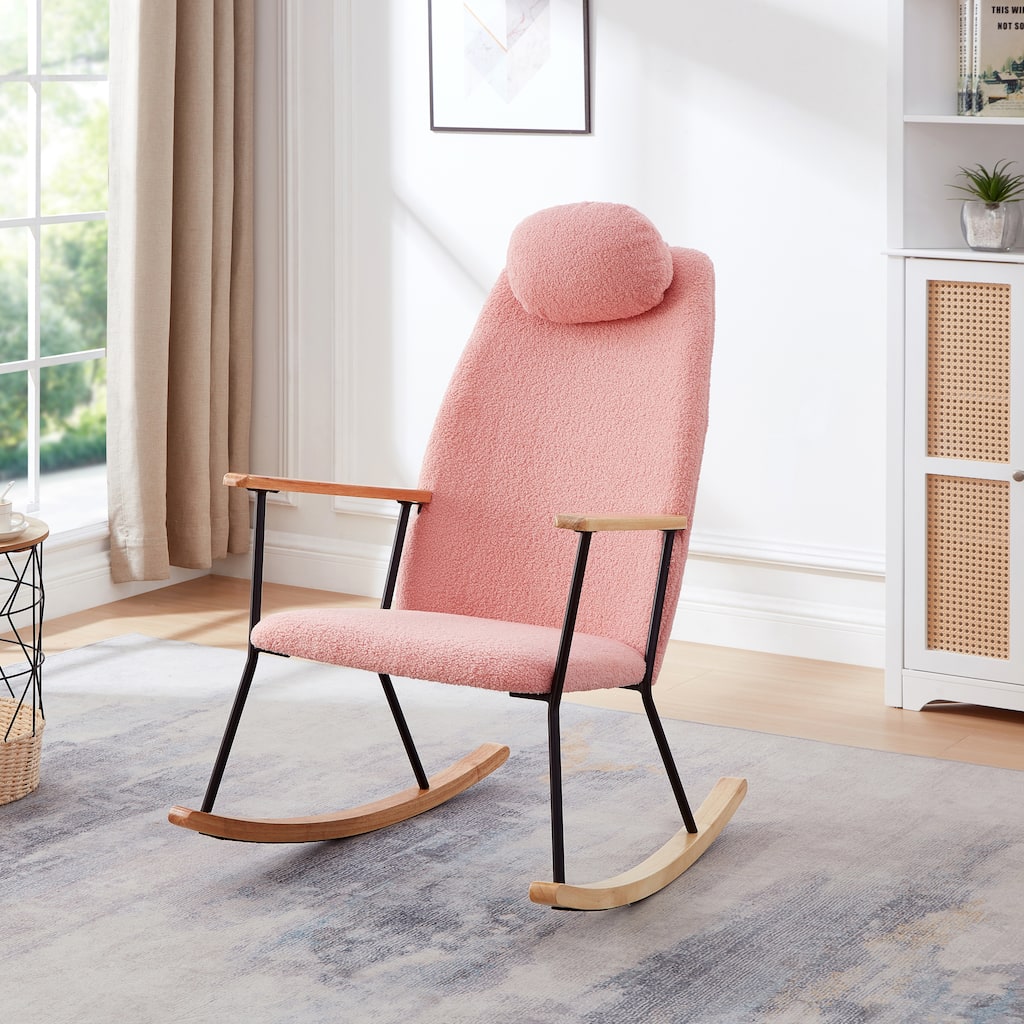 Modern Rocking Accent Chairs Comfy Side Chair for Nursery, Bedroom, Living Room