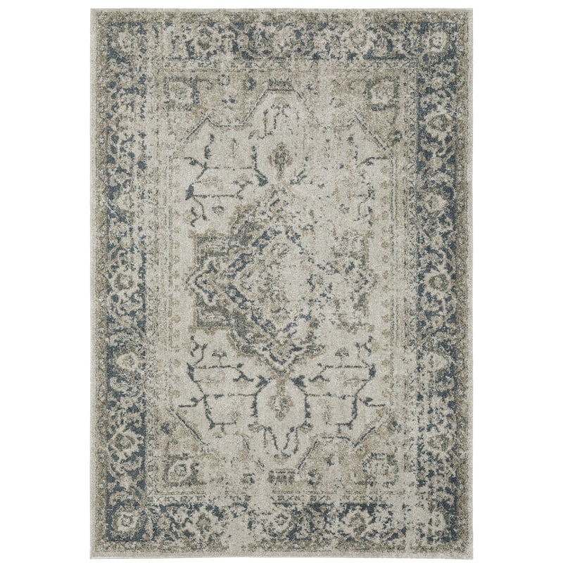 Style Haven Archer Vintage Medallion Gray/ Blue Indoor Area Rug.