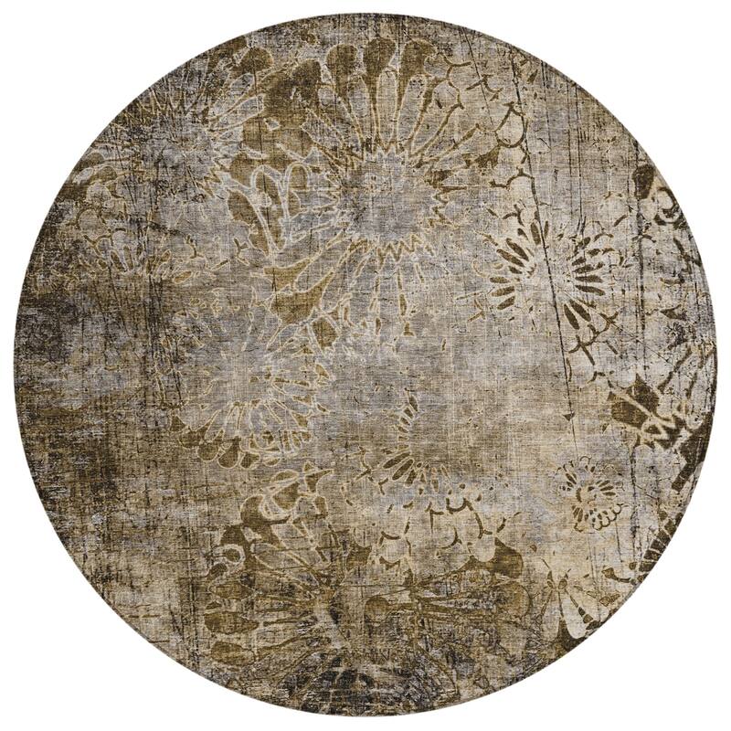 Machine Washable Indoor/ Outdoor Modern Floral Chantille Rug