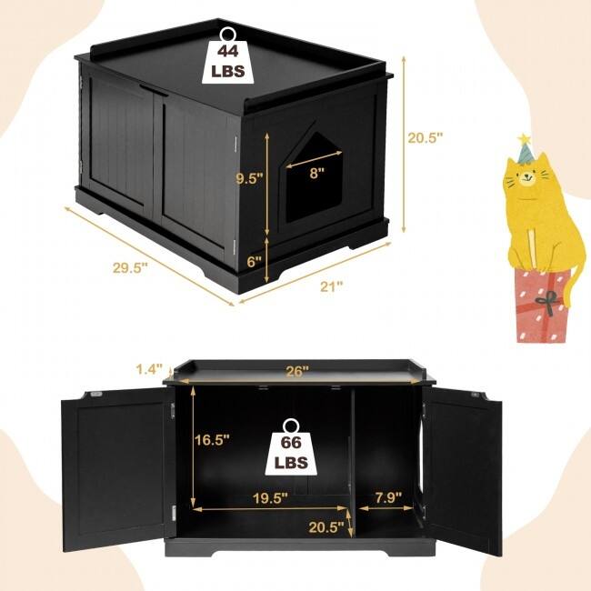 Cat Litter Box Wooden Enclosure Pet House Sidetable Washroom