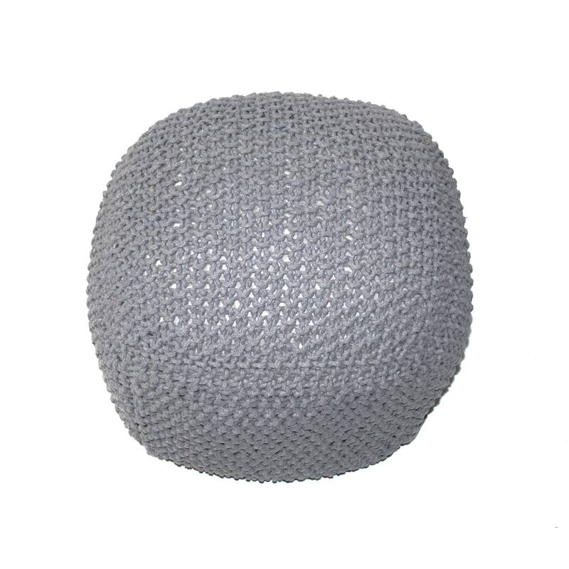 Cable Knitted Handmade Perfect Seating for Children and Adults Footrest - Light Gray