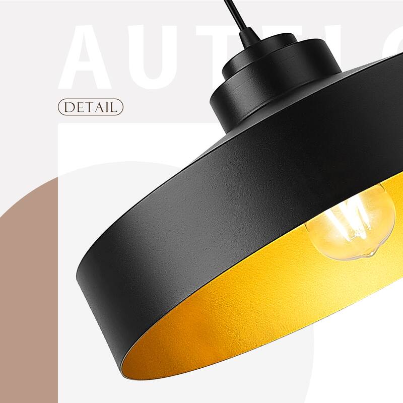 Industrial Ceiling Drum Light, Pendant Light Fixture, Black