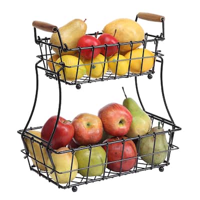 SunnyPoint 2-Tier Rectangle Countertop Fruit, Bread Wire Basket