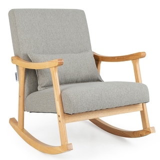 Costway Upholstered Rocking Chair with Pillow Rocking Armchair with - See Details