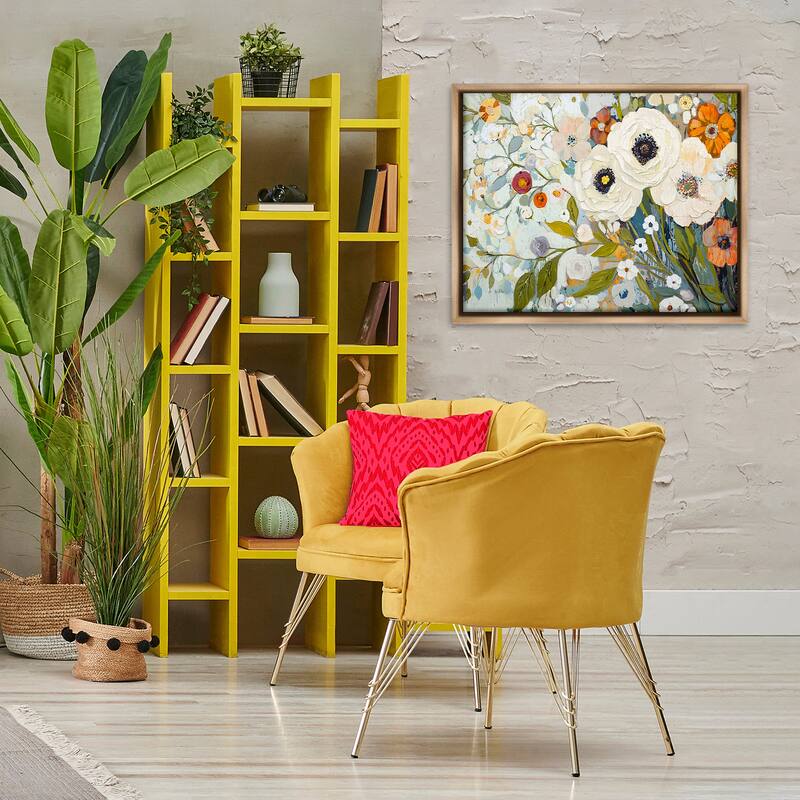 Stupell Blooming Round Flowers Arrangement Framed Floater Canvas Wall Art Design By Franklyn Gregory