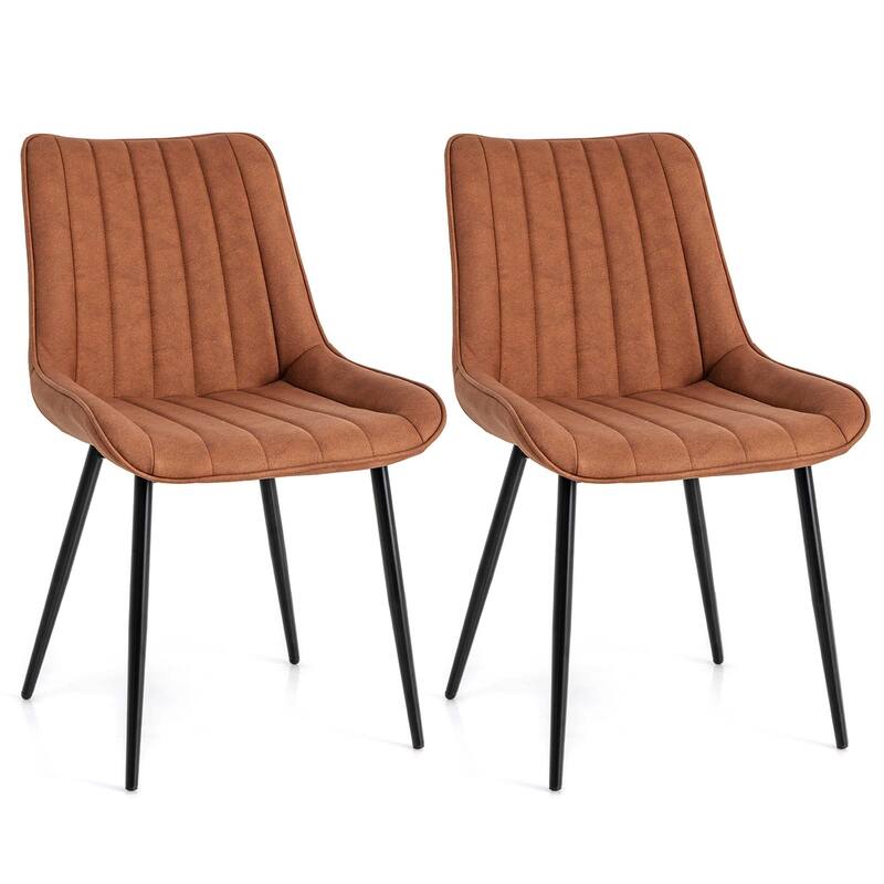 Costway Dining Chair Set of 2 Upholstered Leisure Chairs with Metal - See Details