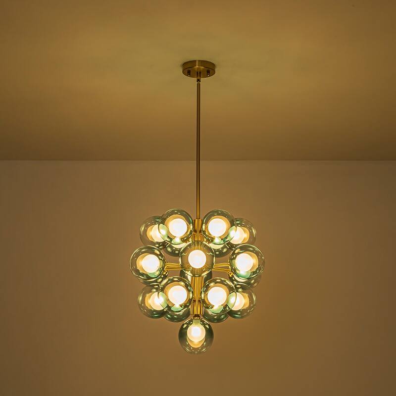 Art Deco Tiered Blue Frosted Bubble Round Sputnik Chandelier