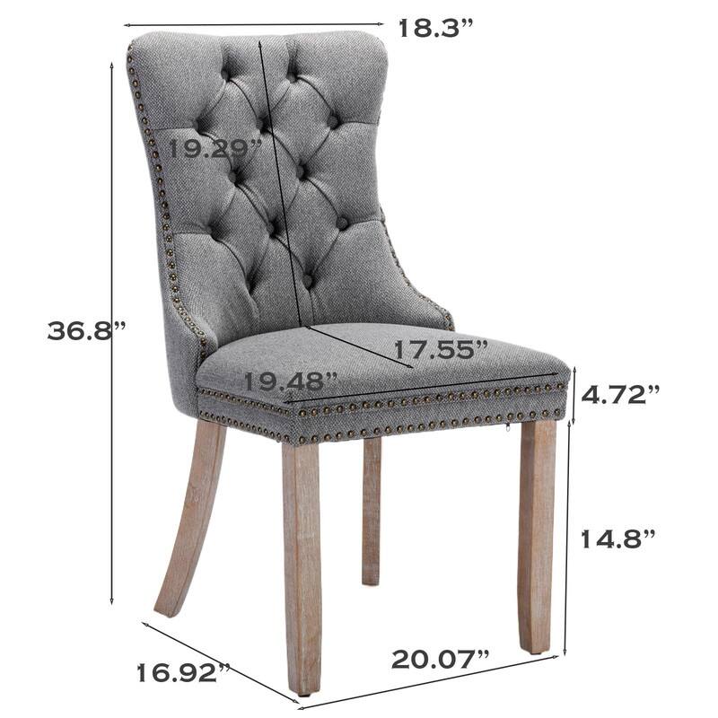 Tufted Naliheads Solid Wood Upholstered Dining Chairs (Set of 2)