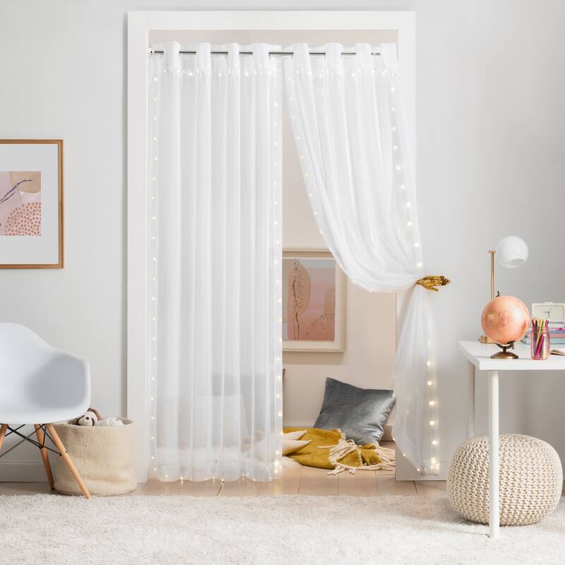 Eclipse Starlight Light Up Sheer Hookless Curtain, 1 Panel, Lights with Remote Control