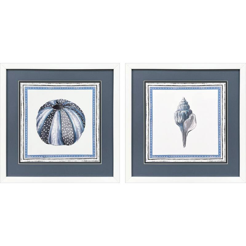 HomeRoots Set Of Two Seaside Blues III White Framed Wall Art