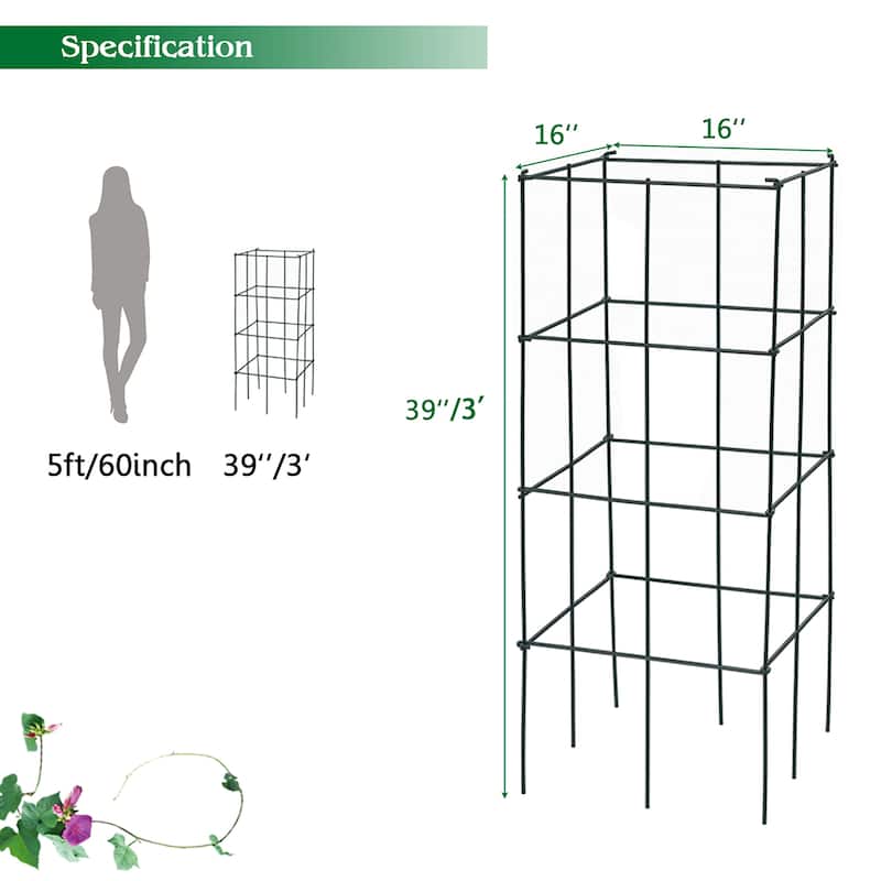 Pack of 4 Plant Cage Support Tomato Stakes and Cages