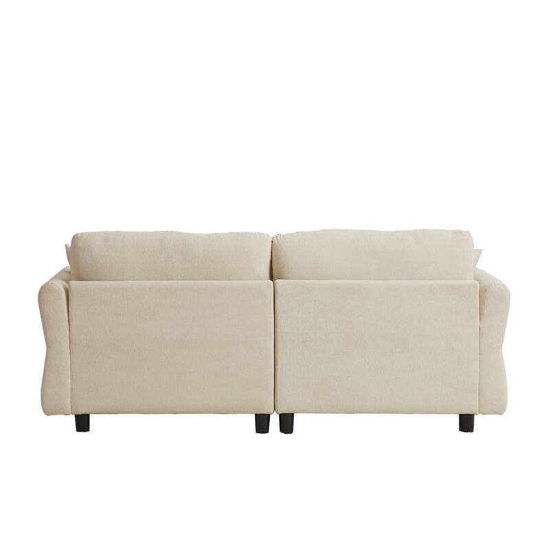 80'' Chenille Fabric Sofa with Lumbar Pillow, 3-seater Upholstered Sofa Chaise with 2 Cushions for Livingroom