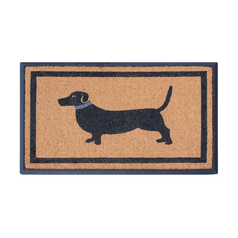 A1HC Rubber and Coir Heavy Duty Non-Slip Tapered Edge Doormat - Dogs with Blue Collar - 30"X48"