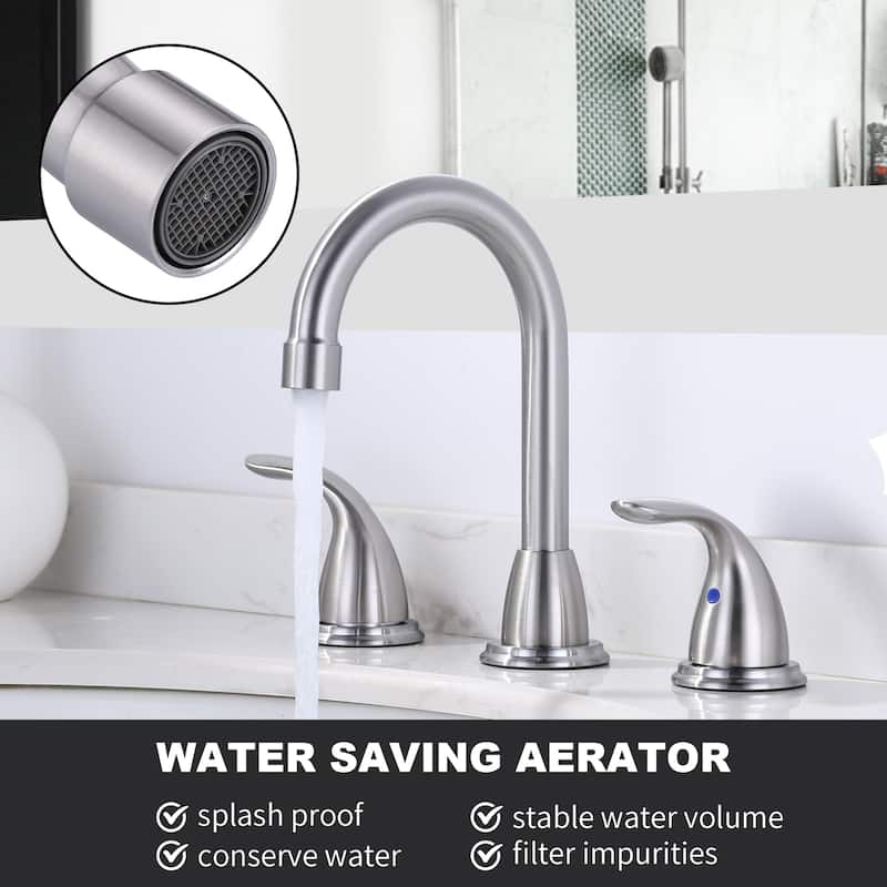 WOWOW 8 in. Widespread Double Handle Bathroom Faucet