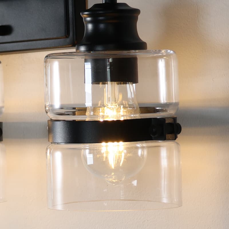 ExBrite 3-lights Bathroom Dimmable Black Vanity Lights Modern Wall Sconce Lighting