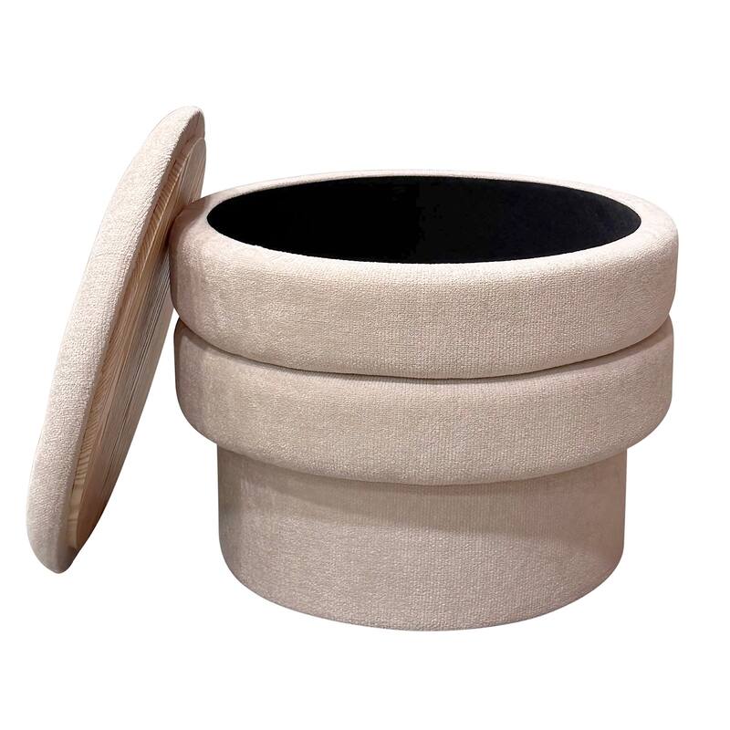 Modern Fabric Round Storage Ottoman