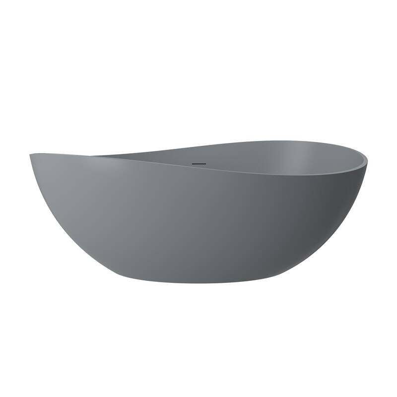 63" Solid Surface Freestanding Bathtub in Matte White/Black/Grey