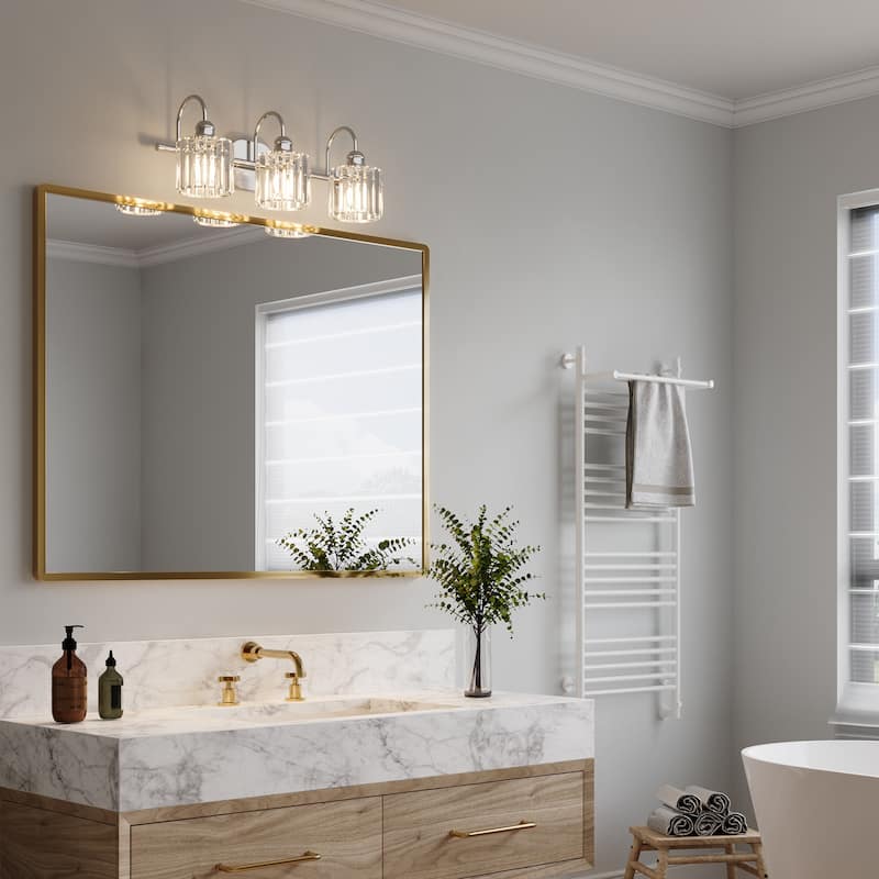 ExBrite Modern Rose Gold Dimmable Bathroom Crystal Vanity Lights