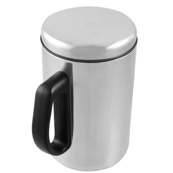 Unique Bargains Home Drink Container 500ml Tea Cup w Black Plastic Handle