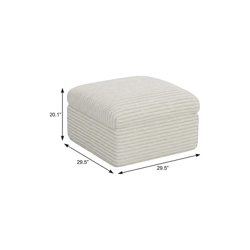 HomeRoots 30" Gray Corduroy Ottoman