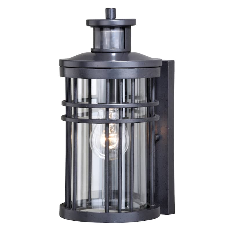 Wrightwood Black Motion Sensor Dusk to Dawn Outdoor Wall Light - 6-in W x 12-in H x 7.25-in D - Vintage Black - 6-in W x 12-in H x 7.25-in D