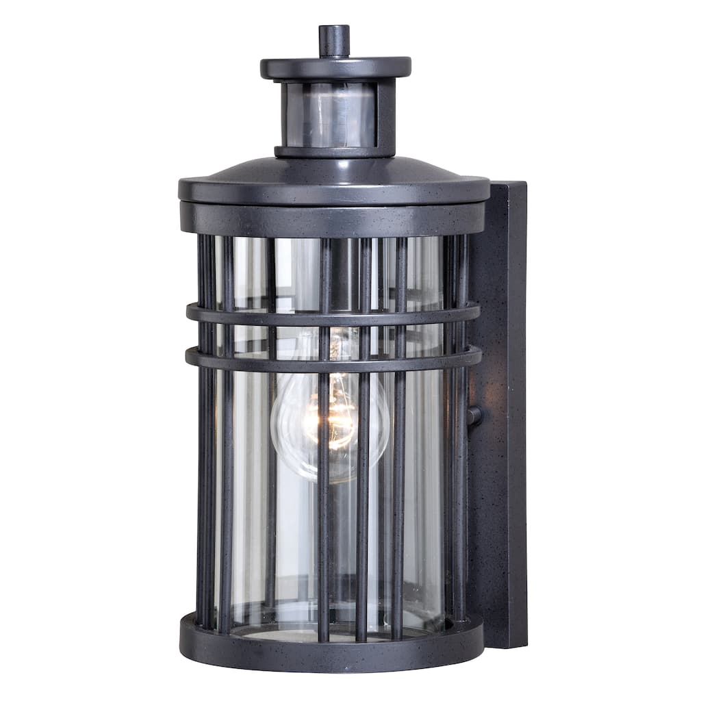 Wrightwood Black Motion Sensor Dusk to Dawn Outdoor Wall Light - 6-in W x 12-in H x 7.25-in D