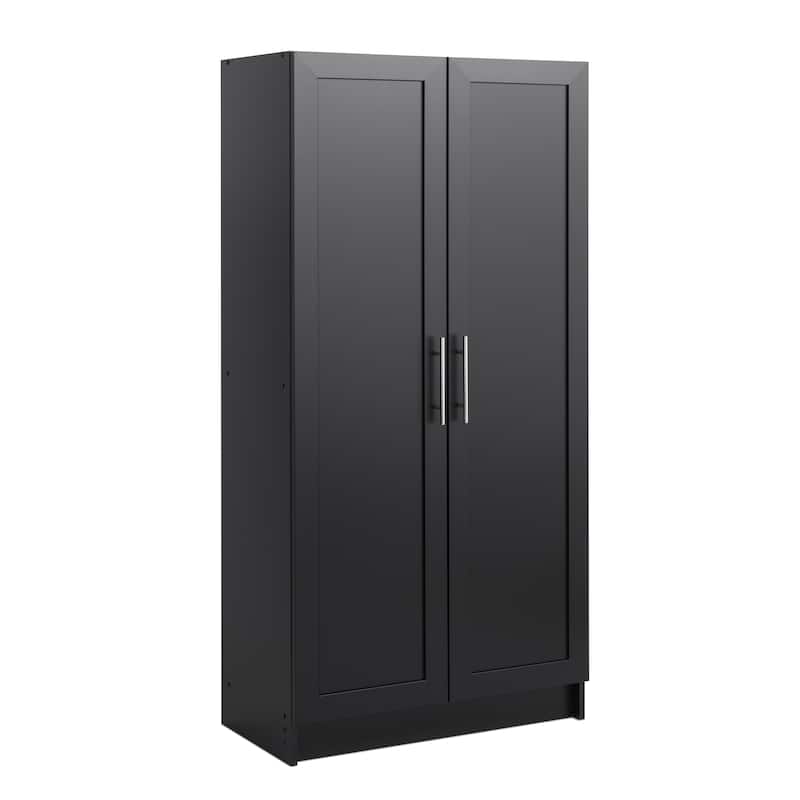 Prepac Elite Accent Cabinet with Panel Doors 16.75" D x 32" W x 65" H - 32 in W x 65 in H x 16.75 in D - Black