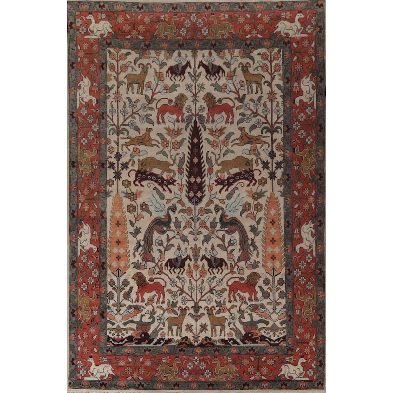 Animal Pictorial Ziegler Indian Large Area Rug Handmade Wool Carpet - 10'0"x 13'10"