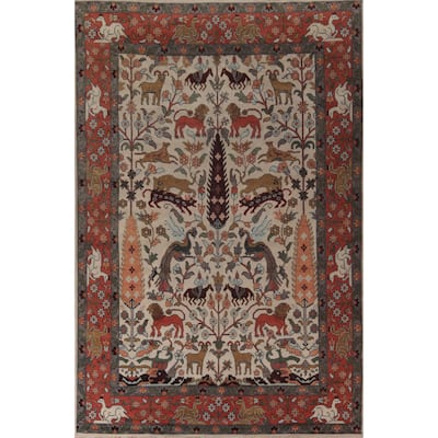 Animal Pictorial Ziegler Indian Large Area Rug Handmade Wool Carpet - 10'0"x 13'10"
